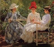 Edmund Charles Tarbell In a Garden oil painting